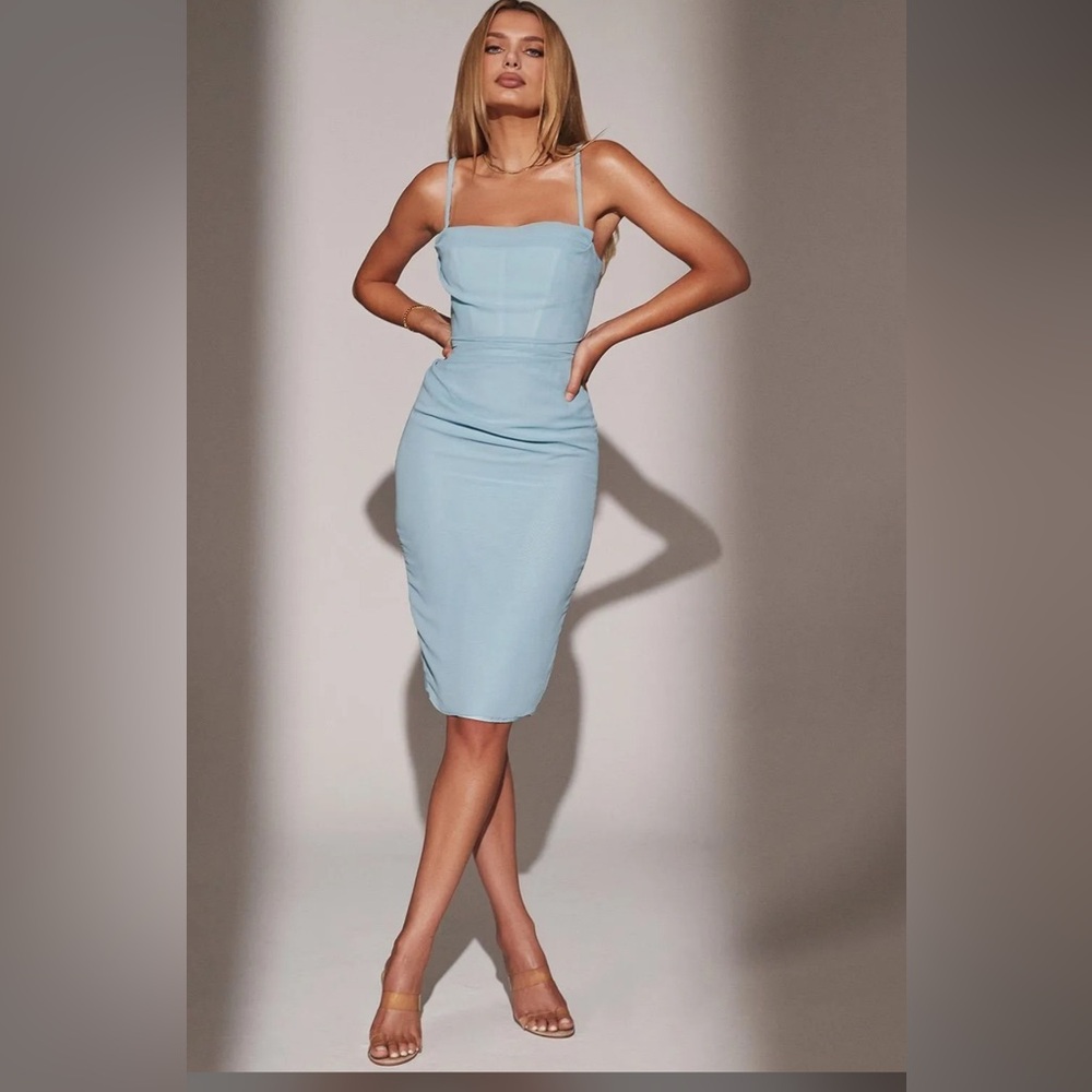 House of CB Jamille Dress in baby blue size small bigger cup (D-E) NWT